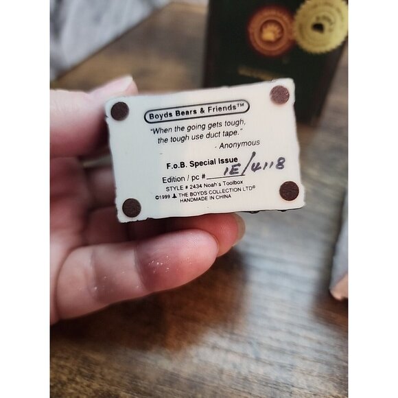 Noah's Toolbox retired 1.75 x 2in Boyds Bearstone 1995 trinket box NIB 2434 - Picture 5 of 10